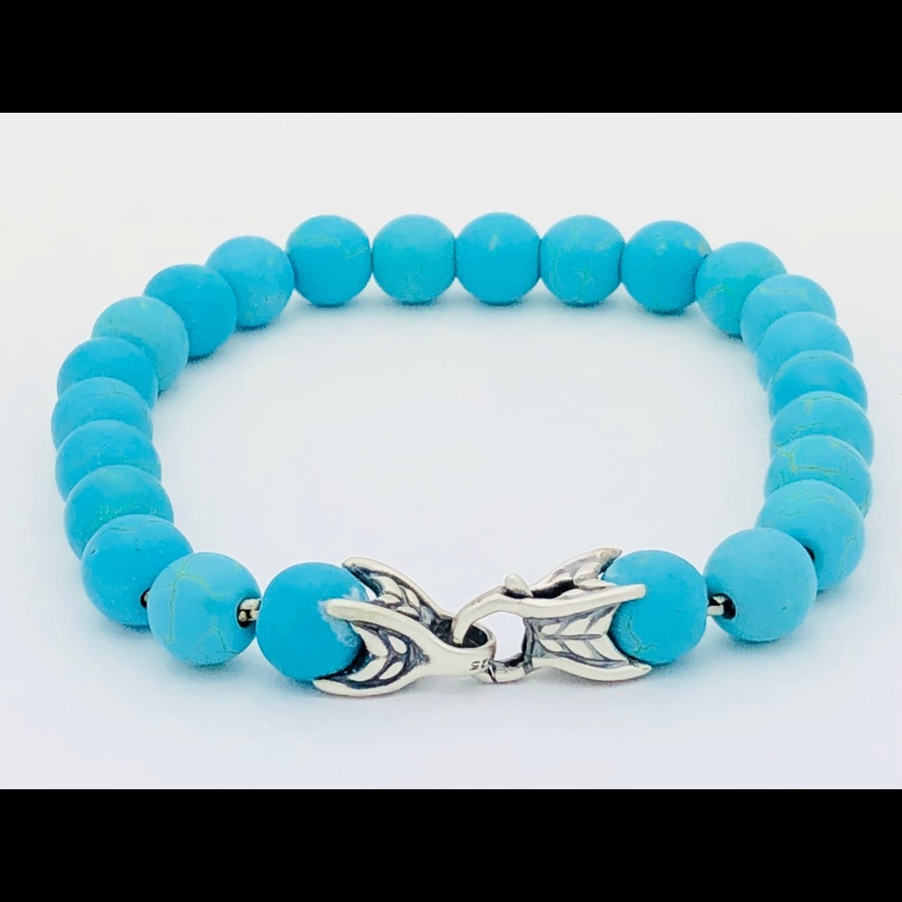 David Yurman Turquoise Beaded Bracelet 7.25”